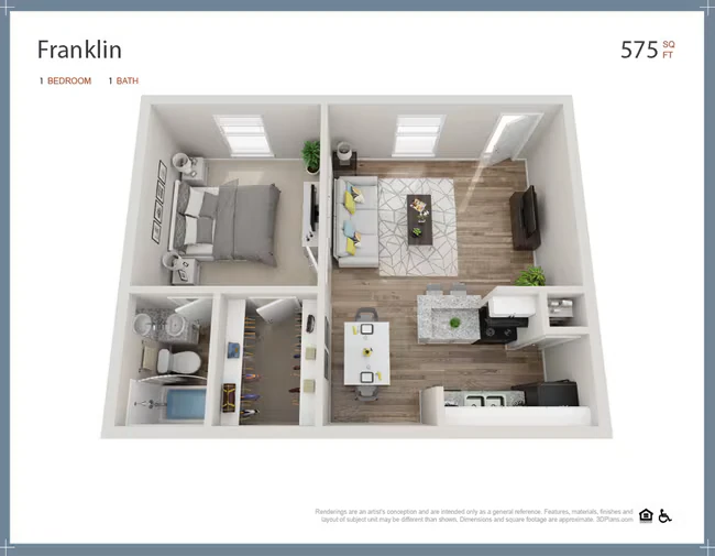 1 Bed • 1 Bath 2316 floor plan